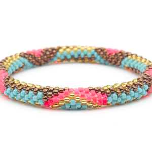 Handmade glass bead bracelet from Nepal, featuring a roll design. Also known as a beaded bracelet, seed bead bracelet, beach glass bracelet, or sea glass bracelet.