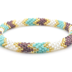 Handmade glass bead bracelet from Nepal, featuring a roll design. Also known as a beaded bracelet, seed bead bracelet, beach glass bracelet, or sea glass bracelet