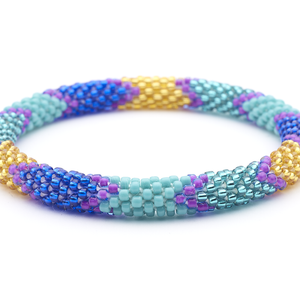 Handmade glass bead bracelet from Nepal, featuring a roll design. Also known as a beaded bracelet, seed bead bracelet, beach glass bracelet, or sea glass bracelet.