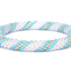 Handmade glass bead bracelet from Nepal, featuring a roll design. Also known as a beaded bracelet, seed bead bracelet, beach glass bracelet, or sea glass bracelet.