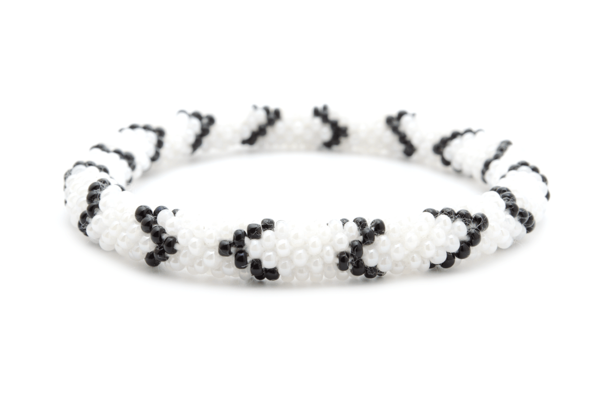 Handmade glass bead bracelet from Nepal, featuring a roll design. Also known as a beaded bracelet, seed bead bracelet, beach glass bracelet, or sea glass bracelet.