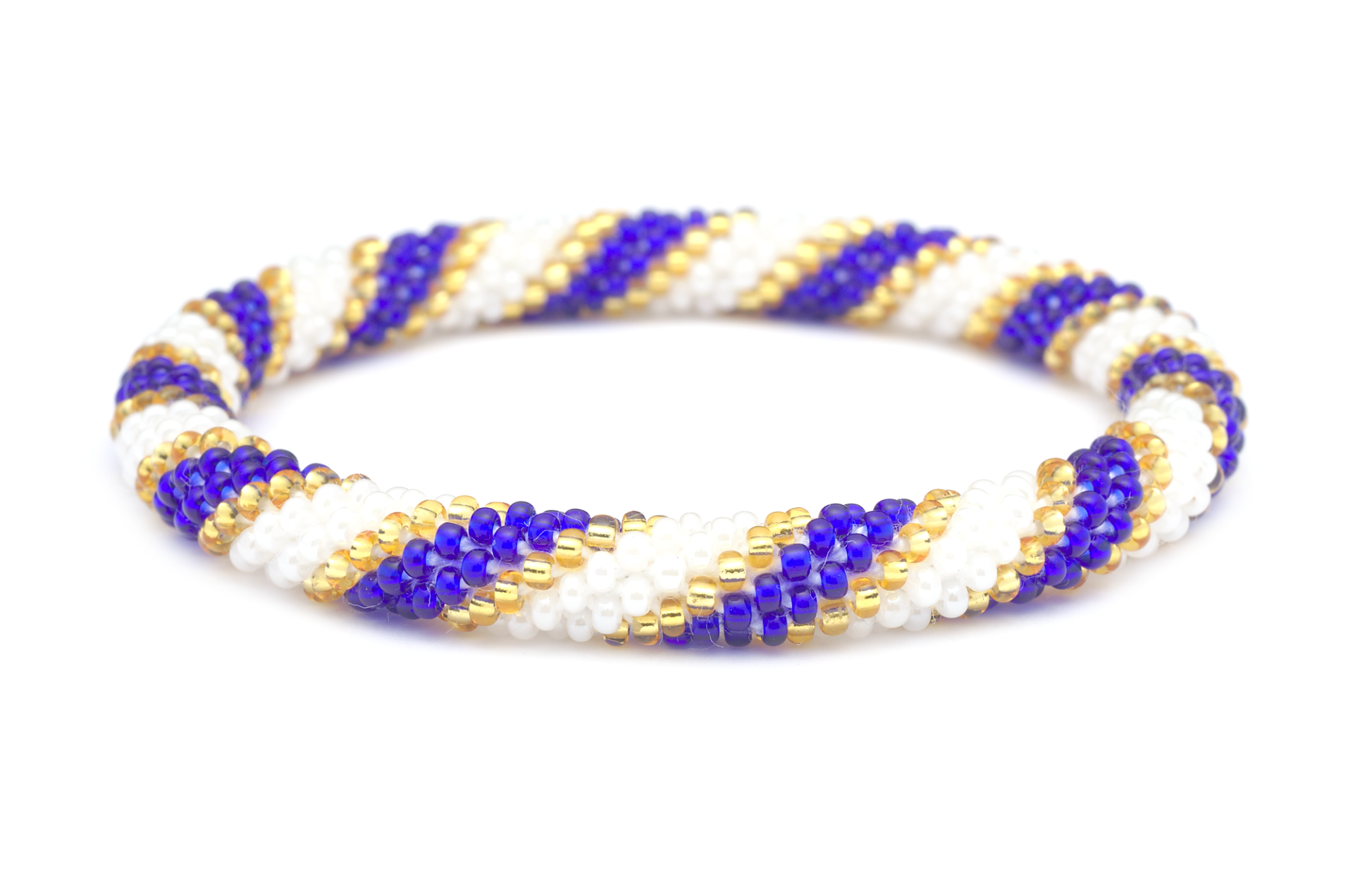 Handmade glass bead bracelet from Nepal, featuring a roll design. Also known as a beaded bracelet, seed bead bracelet, beach glass bracelet, or sea glass bracelet.