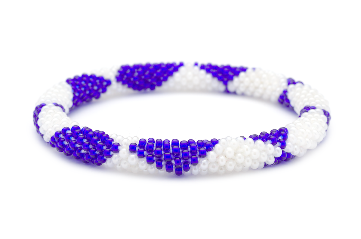 Handmade glass bead bracelet from Nepal, featuring a roll design. Also known as a beaded bracelet, seed bead bracelet, beach glass bracelet, or sea glass bracelet.