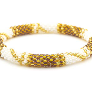 Handmade glass bead bracelet from Nepal, featuring a roll design. Also known as a beaded bracelet, seed bead bracelet, beach glass bracelet, or sea glass bracelet