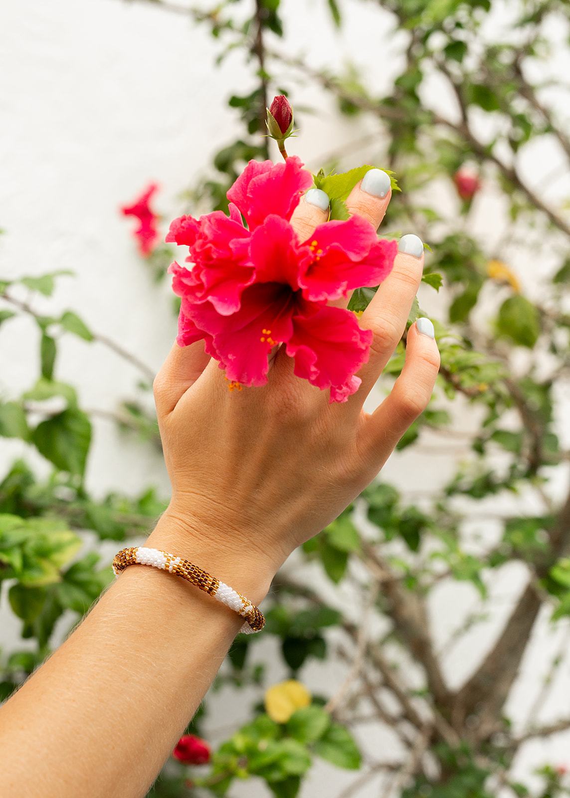 Handmade glass bead bracelet from Nepal, featuring a roll design. Also known as a beaded bracelet, seed bead bracelet, beach glass bracelet, or sea glass bracelet