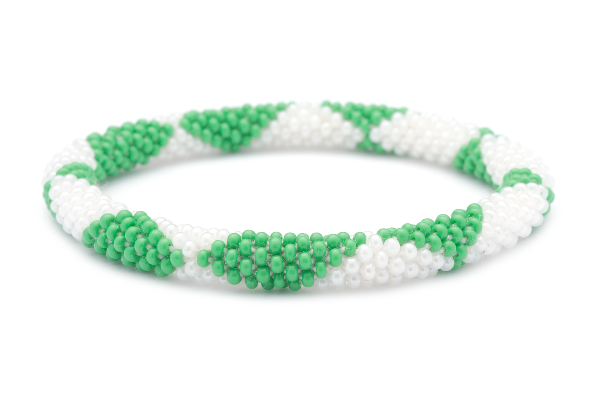 Handmade glass bead bracelet from Nepal, featuring a roll design. Also known as a beaded bracelet, seed bead bracelet, beach glass bracelet, or sea glass bracelet.