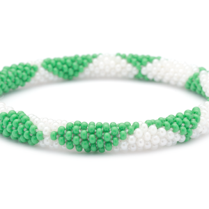 Handmade glass bead bracelet from Nepal, featuring a roll design. Also known as a beaded bracelet, seed bead bracelet, beach glass bracelet, or sea glass bracelet.