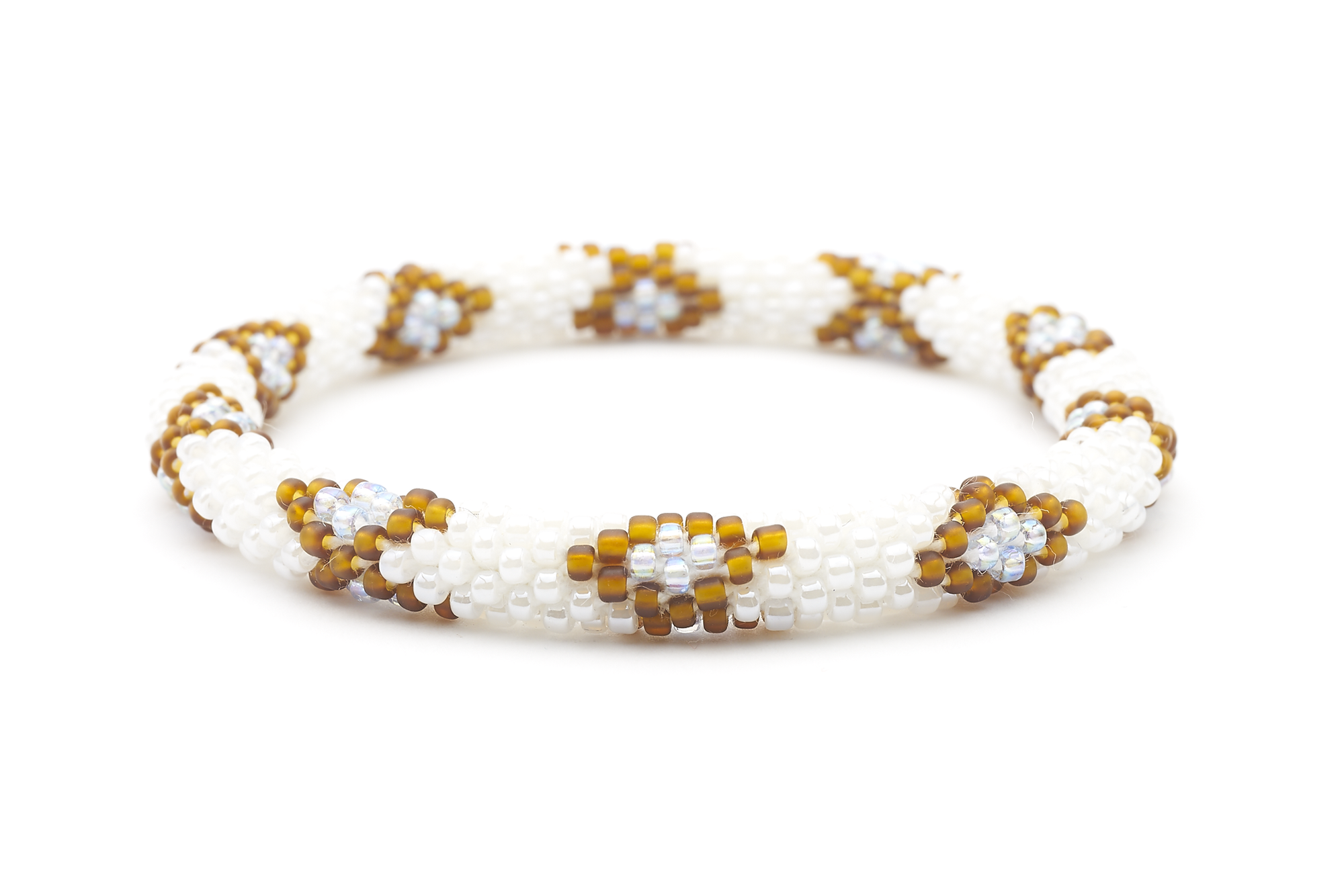 Handmade glass bead bracelet from Nepal, featuring a roll design. Also known as a beaded bracelet, seed bead bracelet, beach glass bracelet, or sea glass bracelet.