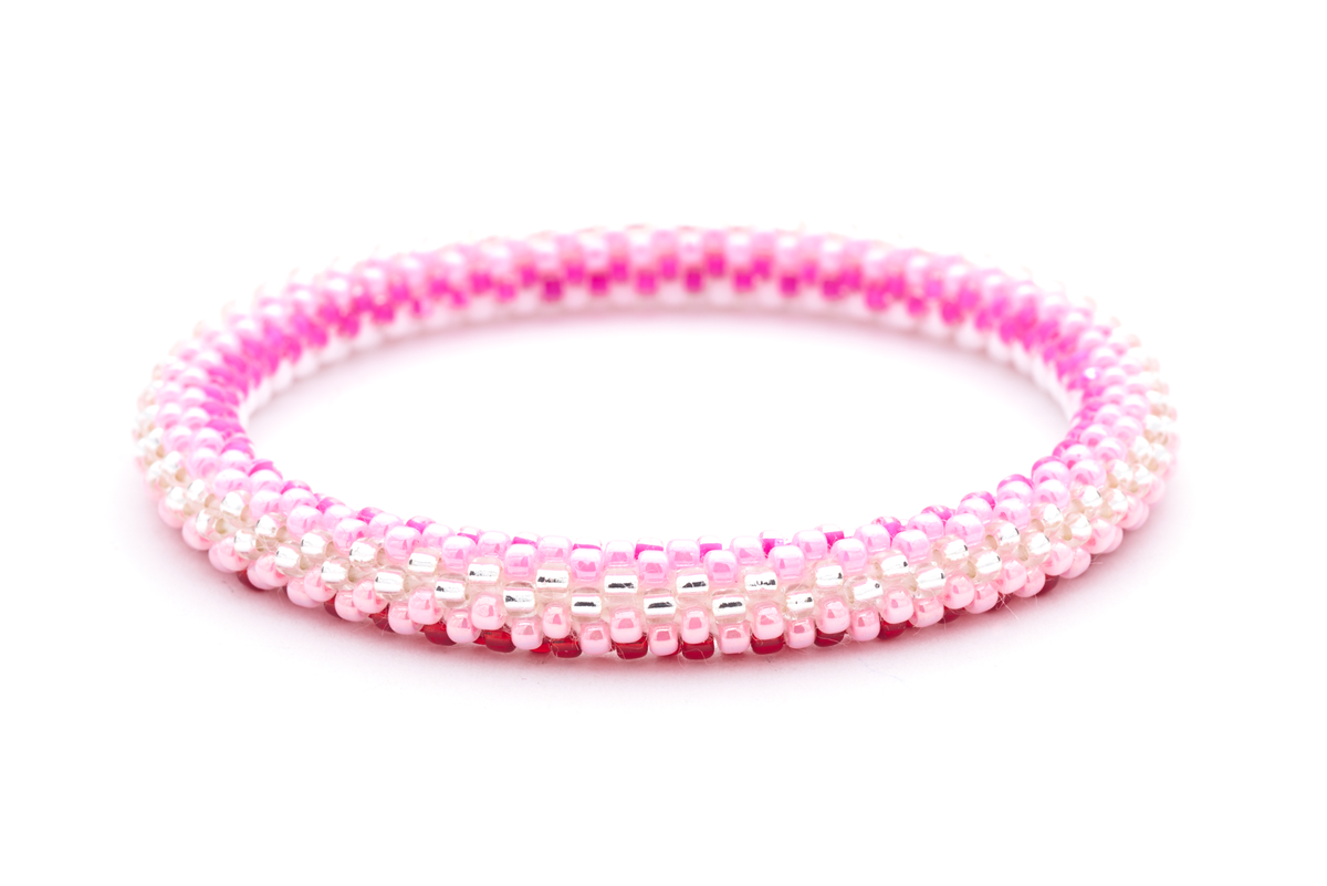 Handmade glass bead bracelet from Nepal, featuring a roll design. Also known as a beaded bracelet, seed bead bracelet, beach glass bracelet, or sea glass bracelet