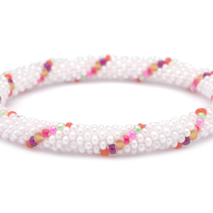 Handmade glass bead bracelet from Nepal, featuring a roll design. Also known as a beaded bracelet, seed bead bracelet, beach glass bracelet, or sea glass bracelet.