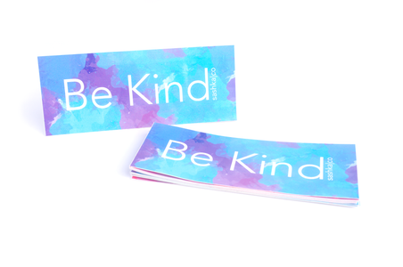 Be Kind Sashka Co. Sticker in Blue and Pink.