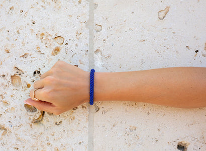 Handmade glass bead bracelet from Nepal, featuring a roll design. Also known as a beaded bracelet, seed bead bracelet, beach glass bracelet, or sea glass bracelet