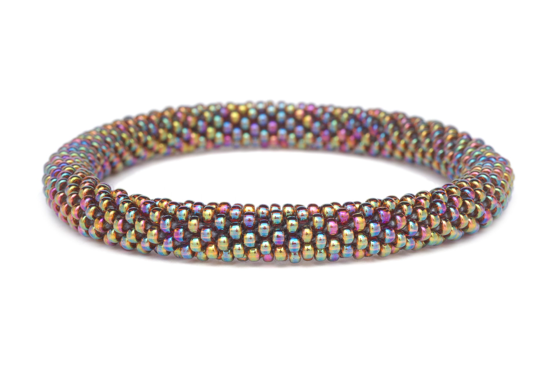 Handmade glass bead bracelet from Nepal, featuring a roll design. Also known as a beaded bracelet, seed bead bracelet, beach glass bracelet, or sea glass bracelet