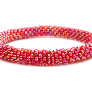 Handmade glass bead bracelet from Nepal, featuring a roll design. Also known as a beaded bracelet, seed bead bracelet, beach glass bracelet, or sea glass bracelet