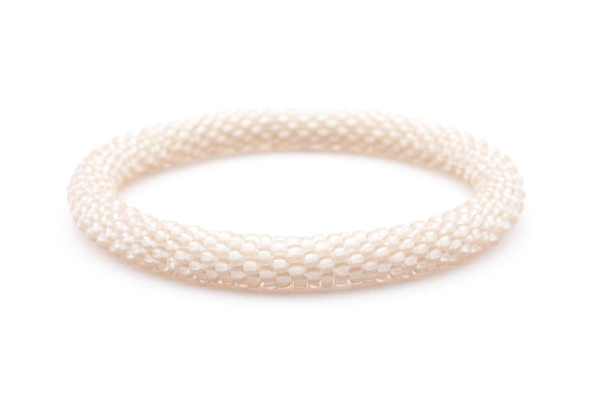 Handmade glass bead bracelet from Nepal, featuring a roll design. Also known as a beaded bracelet, seed bead bracelet, beach glass bracelet, or sea glass bracelet