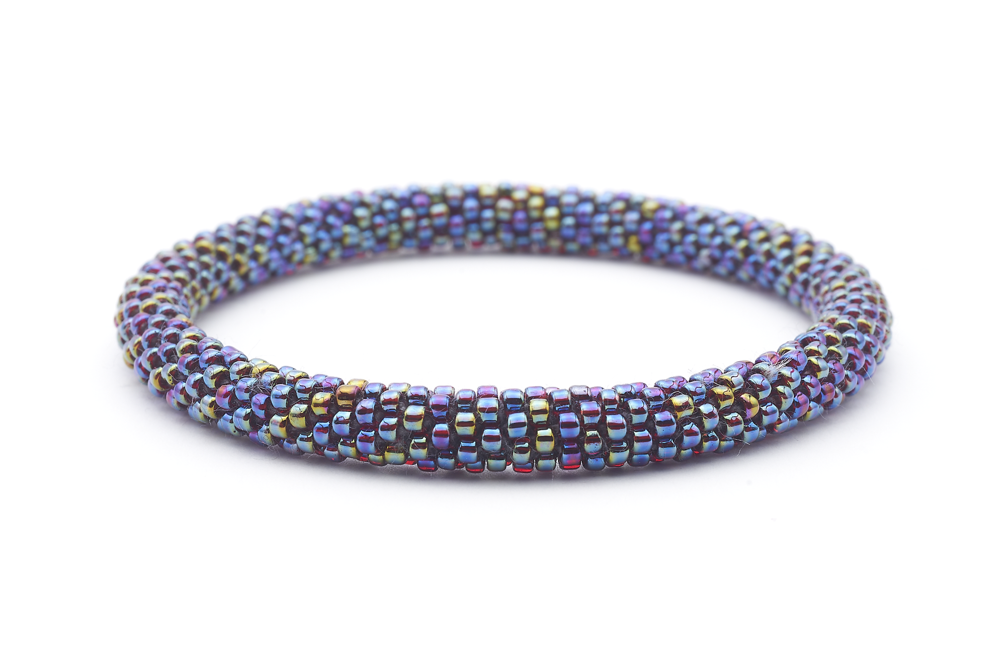 Handmade glass bead bracelet from Nepal, featuring a roll design. Also known as a beaded bracelet, seed bead bracelet, beach glass bracelet, or sea glass bracelet