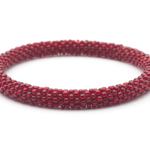 Sashka Co. handmade glass beaded friendship bracelet with red glass beads in a solid pattern. Crafted in Nepal by skilled artisans.