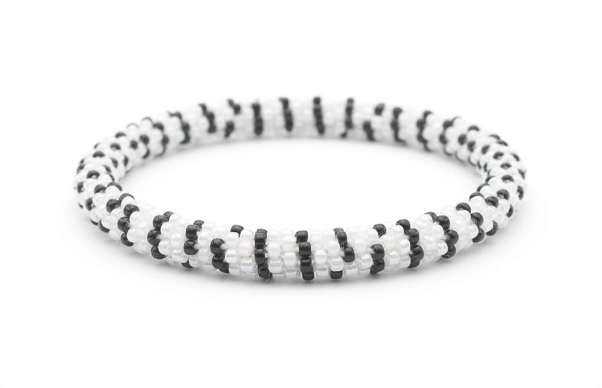 sashka|co®  White / Black Zebra Stripes Bracelet - Extended 8"