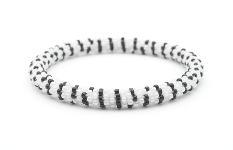 sashka|co®  White / Black Zebra Stripes Bracelet - Extended 8"