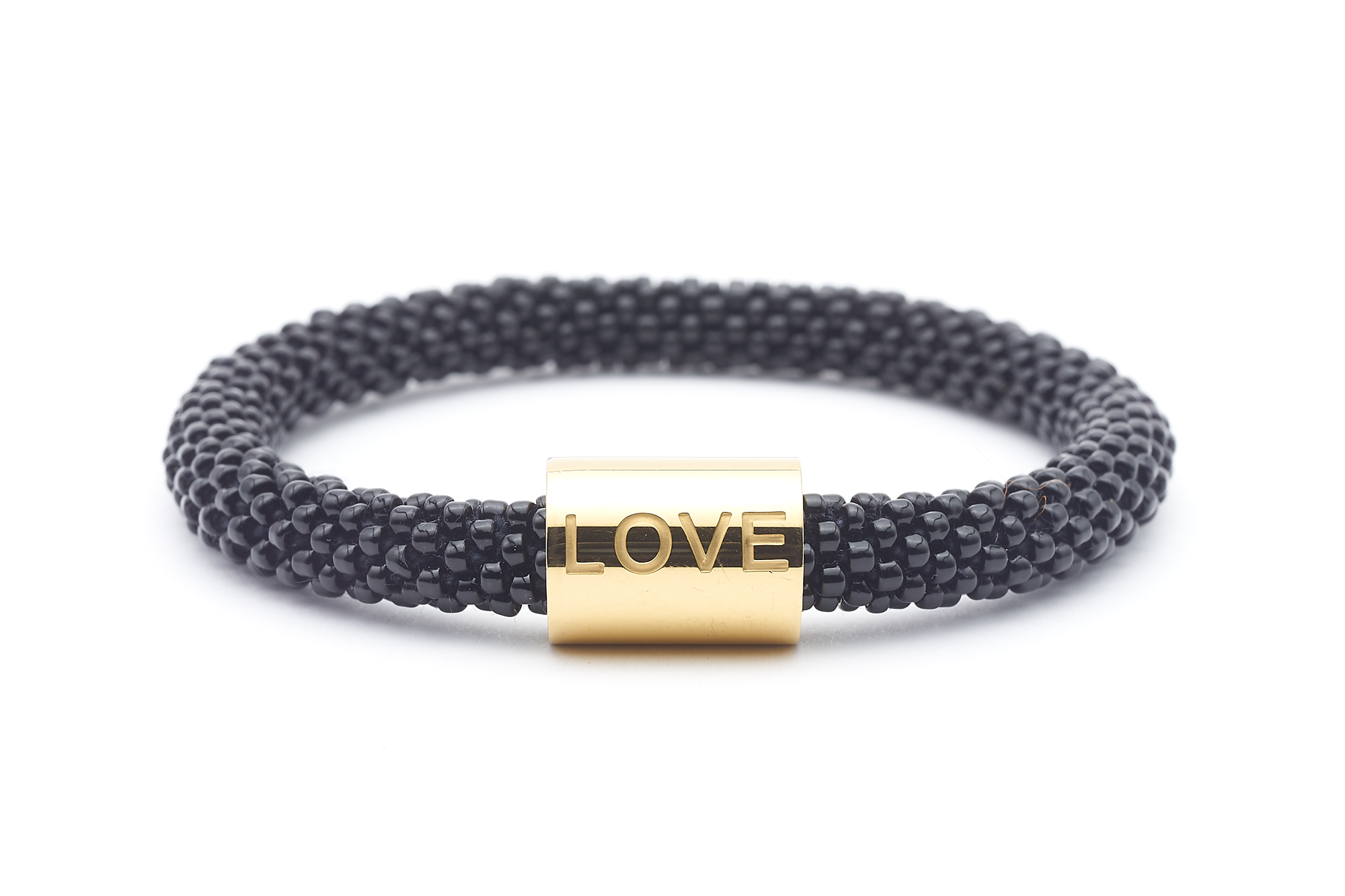 Sashka Co. Word Bracelet Black w/ Gold Love Charm Love Word Bracelet