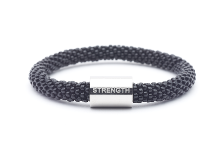 Sashka Co. Word Bracelet Black w/ Silver Strength Charm Strength Word Bracelet