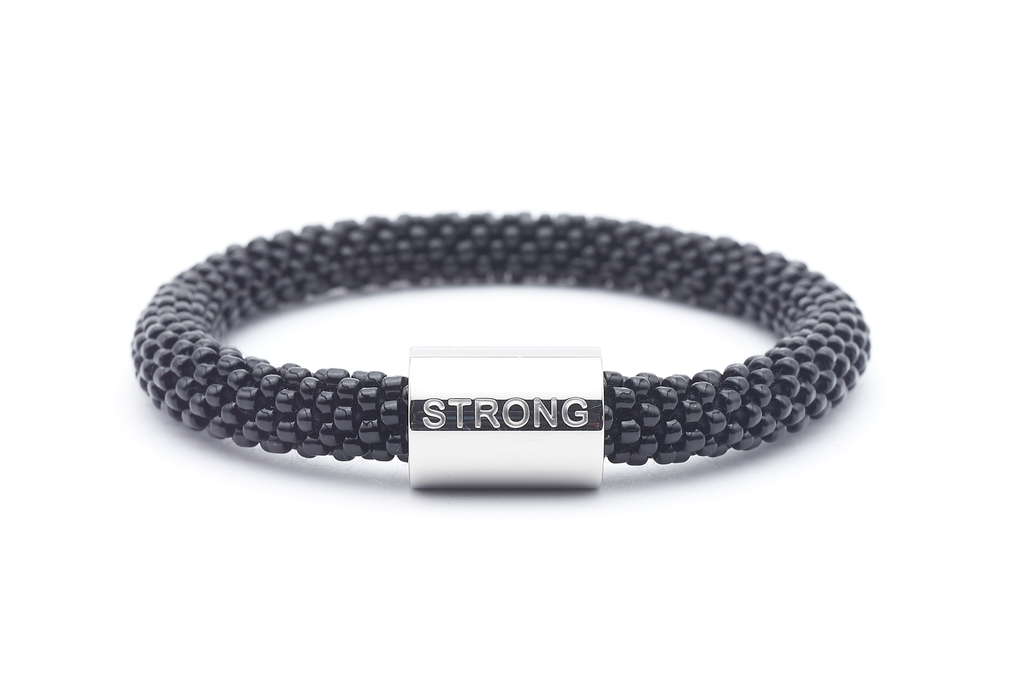 Sashka Co. Word Bracelet Black w/ Silver Strong Charm Strong Word Bracelet
