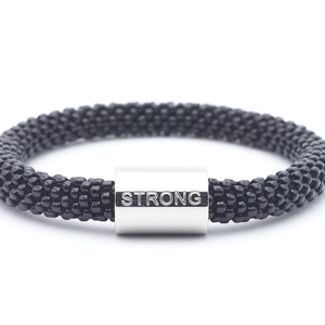 Sashka Co. Word Bracelet Black w/ Silver Strong Charm Strong Word Bracelet
